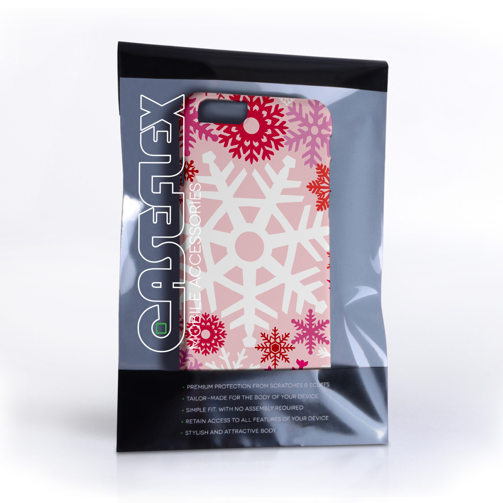 Caseflex iPhone 6 and 6s Winter Christmas Snowflake Hard Case - Red / Pink