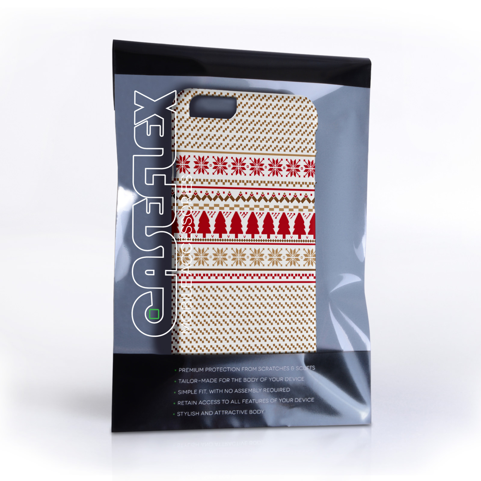 Caseflex iPhone 6 and 6s Christmas Knitted Snowflake Jumper Hard Case Brown / Red / White