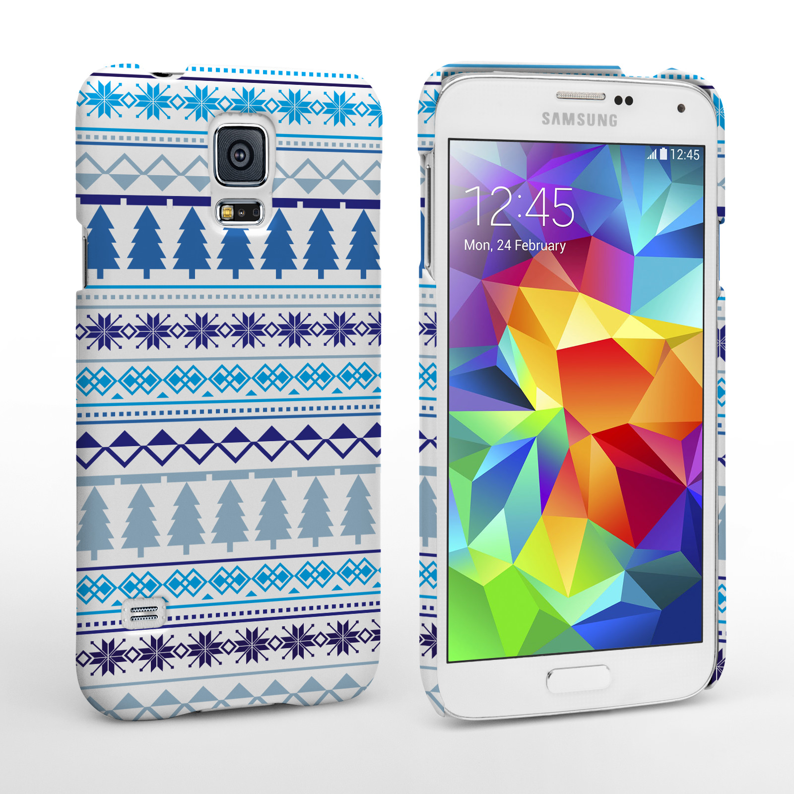 Caseflex Samsung Galaxy S5 Fairisle Christmas Tree Hard  White / Blue