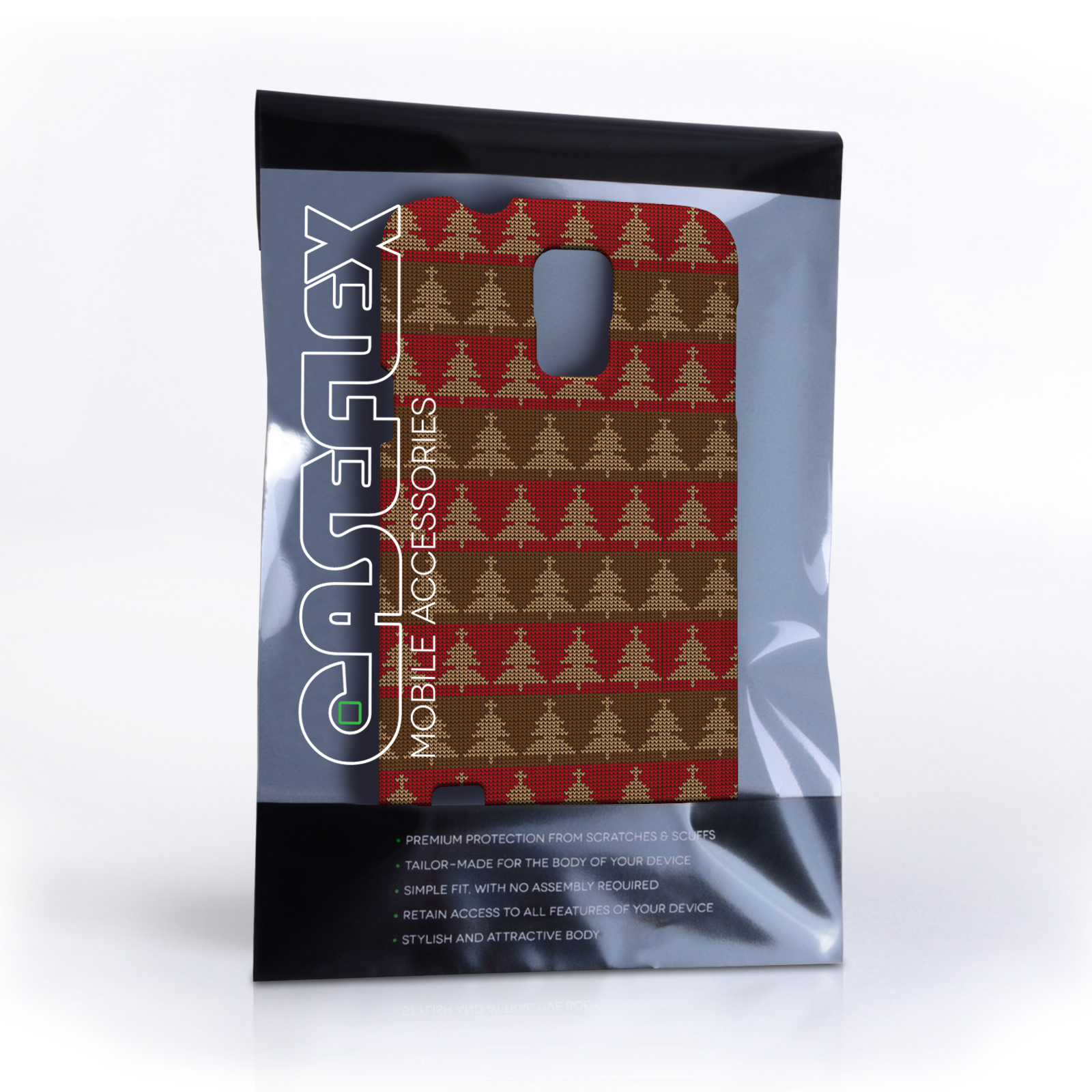 Caseflex Samsung Galaxy S5 Christmas Tree Knit Jumper Hard Case Brown / Red