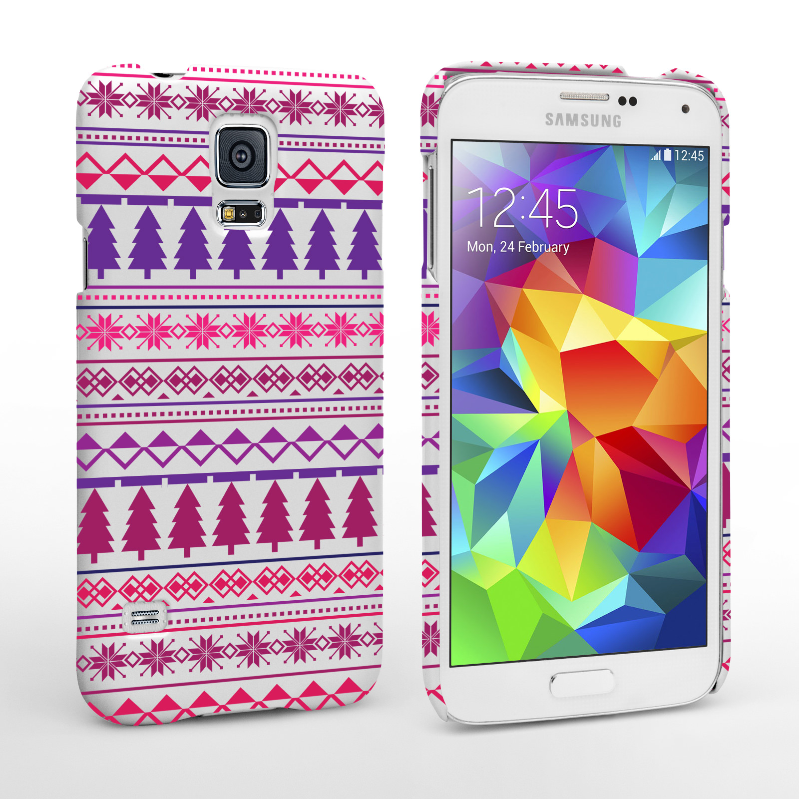 Caseflex Samsung Galaxy S5 Christmas Tree Hard Case - Pink / Purple