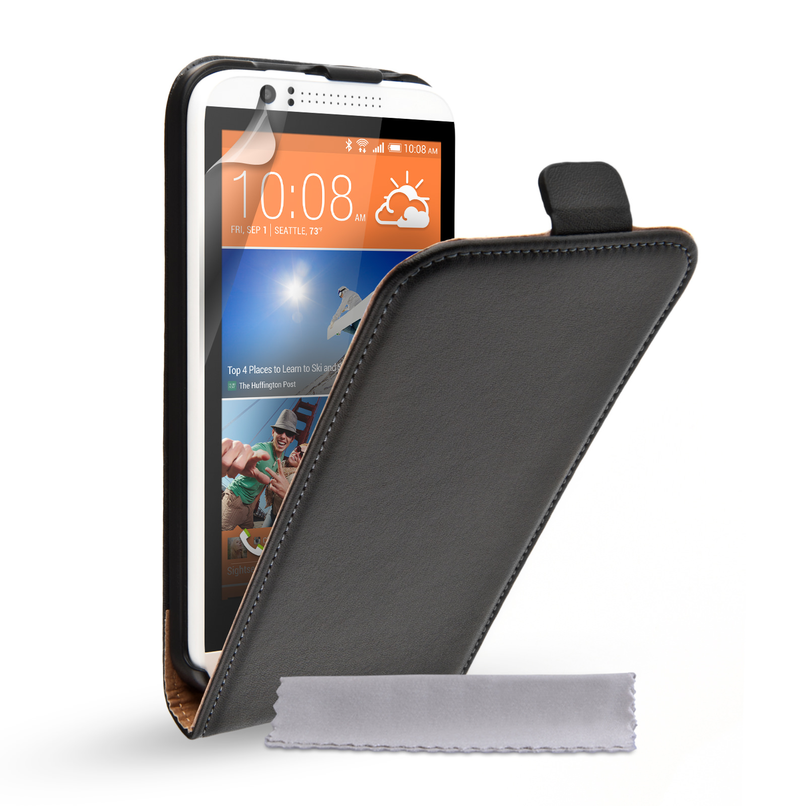 Caseflex HTC Desire 510 Real Leather Flip Case - Black
