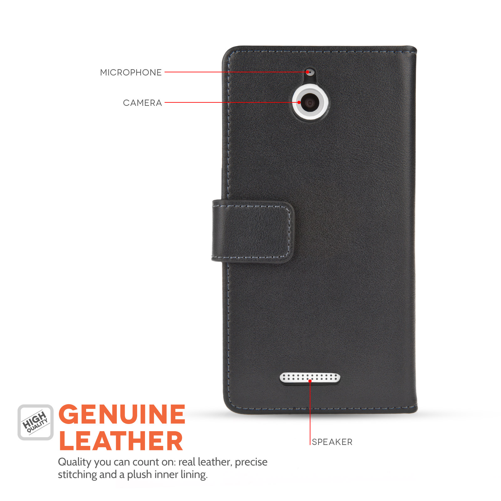Caseflex HTC Desire 510 Real Leather Wallet Case - Black
