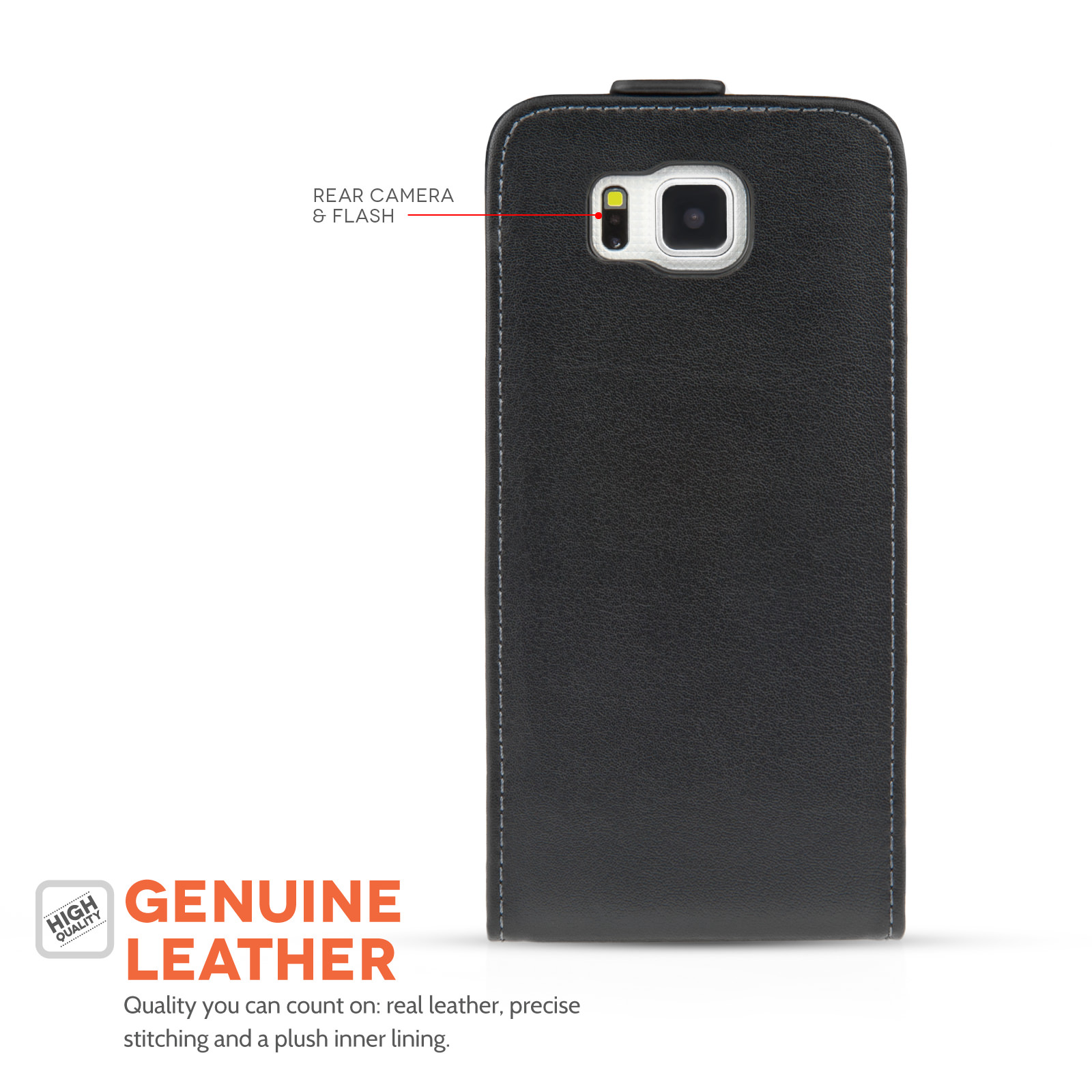 Caseflex Samsung Galaxy Alpha Real Leather Flip Case - Black