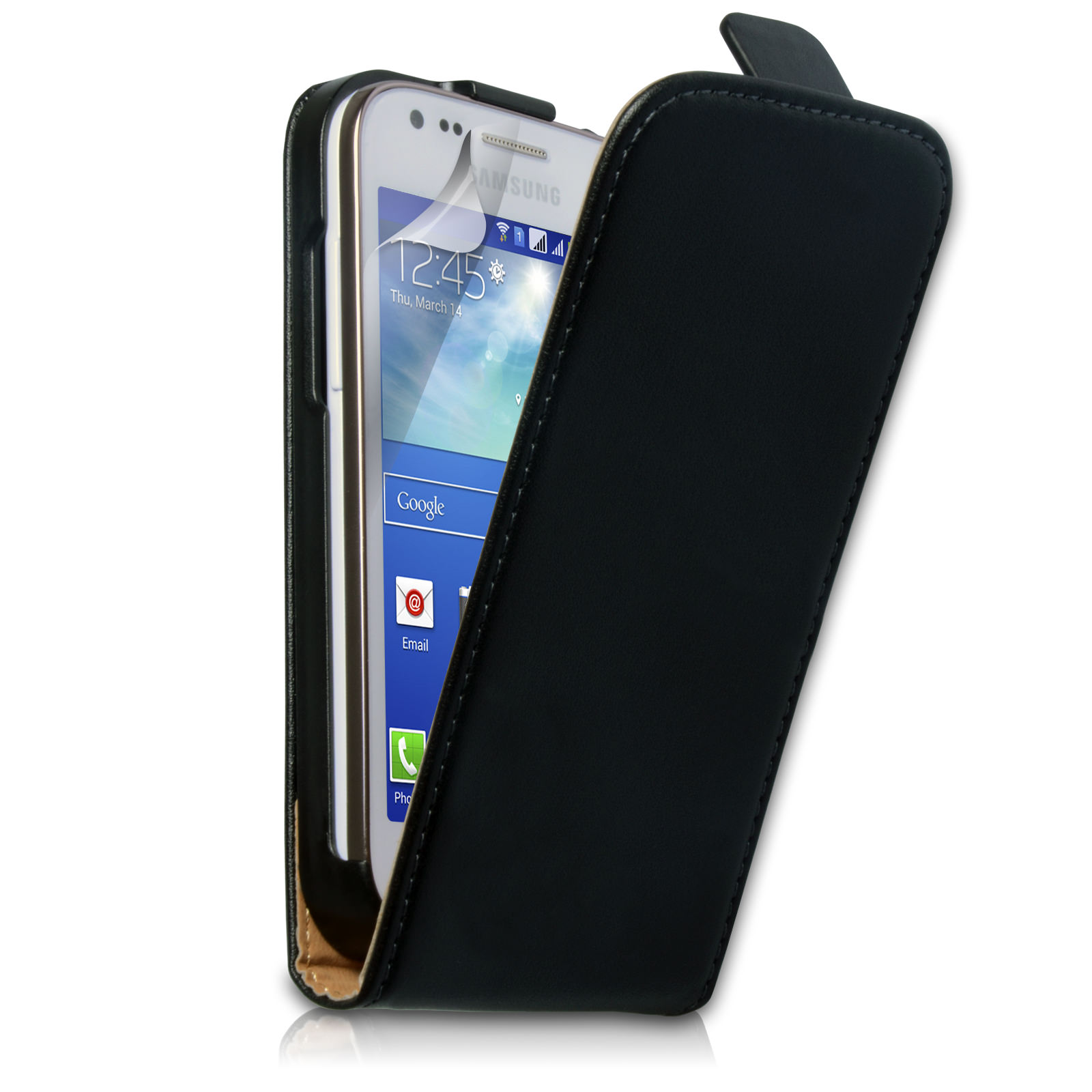 Caseflex Samsung Galaxy Ace 3 Real Leather Flip Case - Black