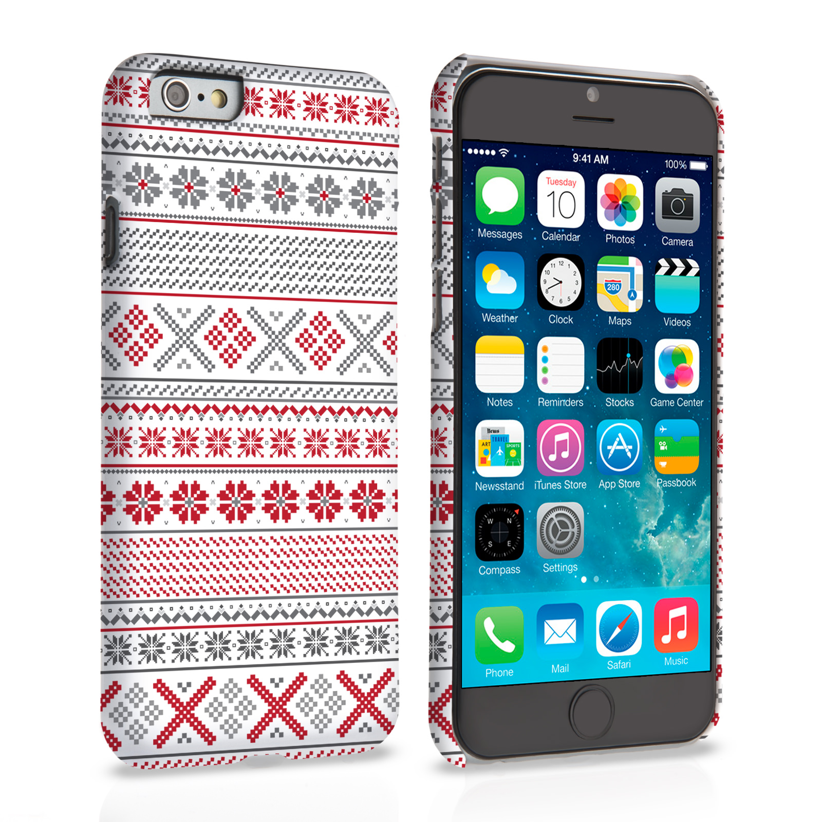 Caseflex iPhone 6 and 6s Case Fair Isle Cross Stitch Case - Grey / Red