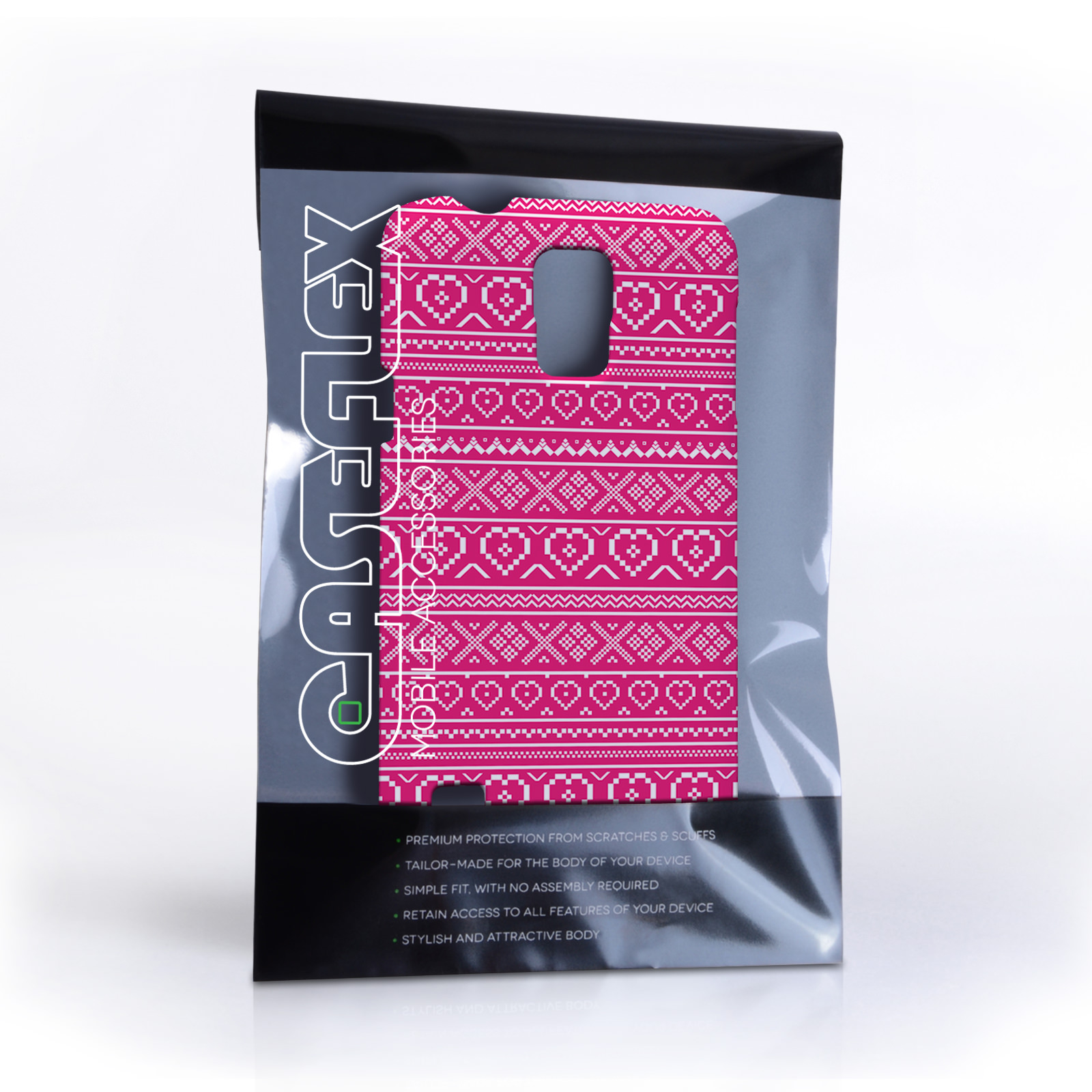 Caseflex Samsung Galaxy S5 Case Fair Isle Heart Case - Pink