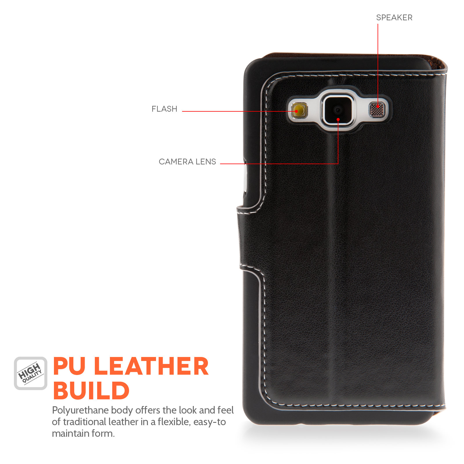 YouSave Samsung Galaxy A5 Leather-Effect Stand Wallet Case - Black