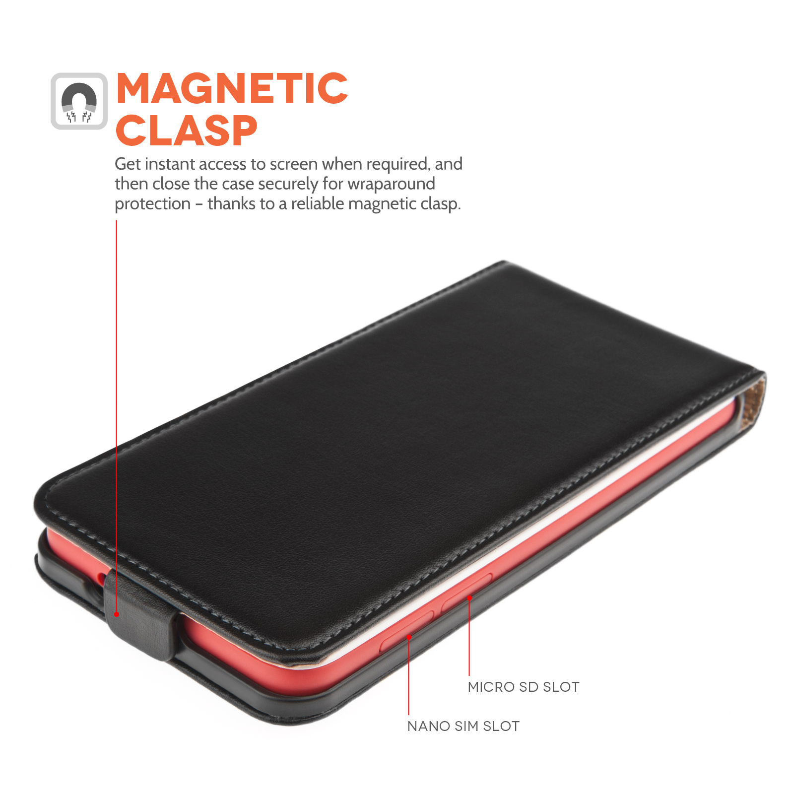 Caseflex HTC Desire EYE Real Leather Flip Case - Black