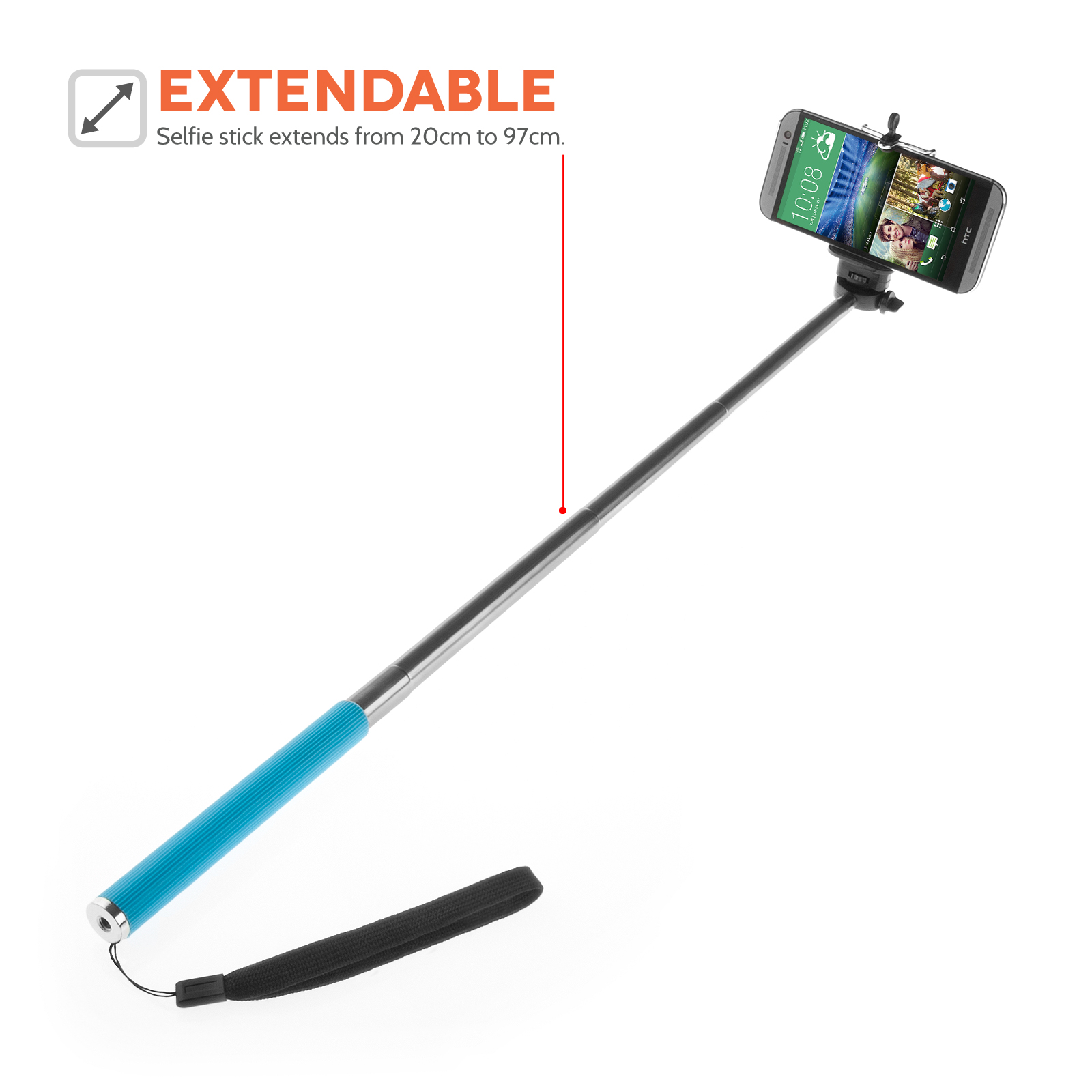 YouSave Selfie Stick for Mobile Phones with Bluetooth Remote - Blue