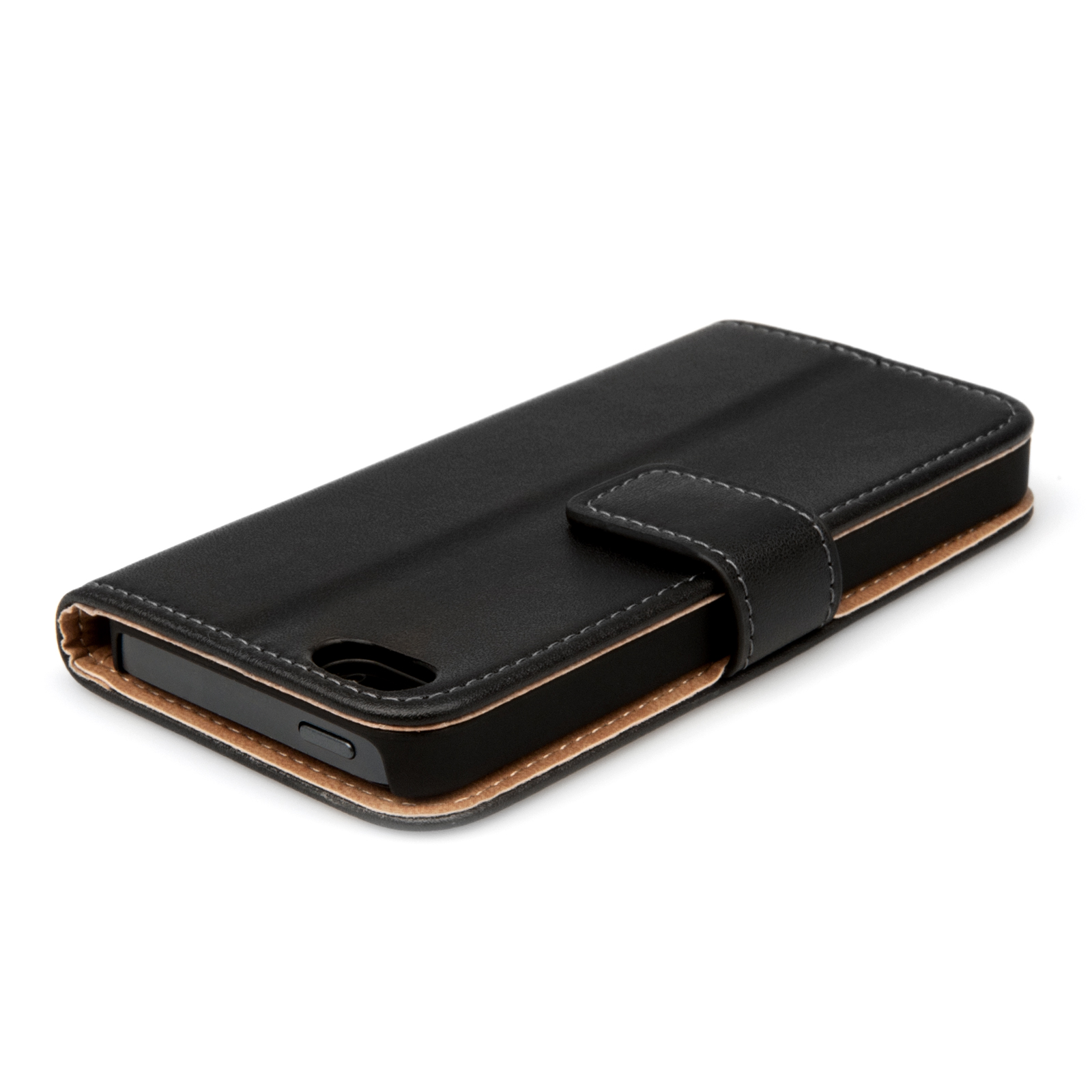 Caseflex iPhone 5 / 5S Real Leather Stand Wallet Case - Black