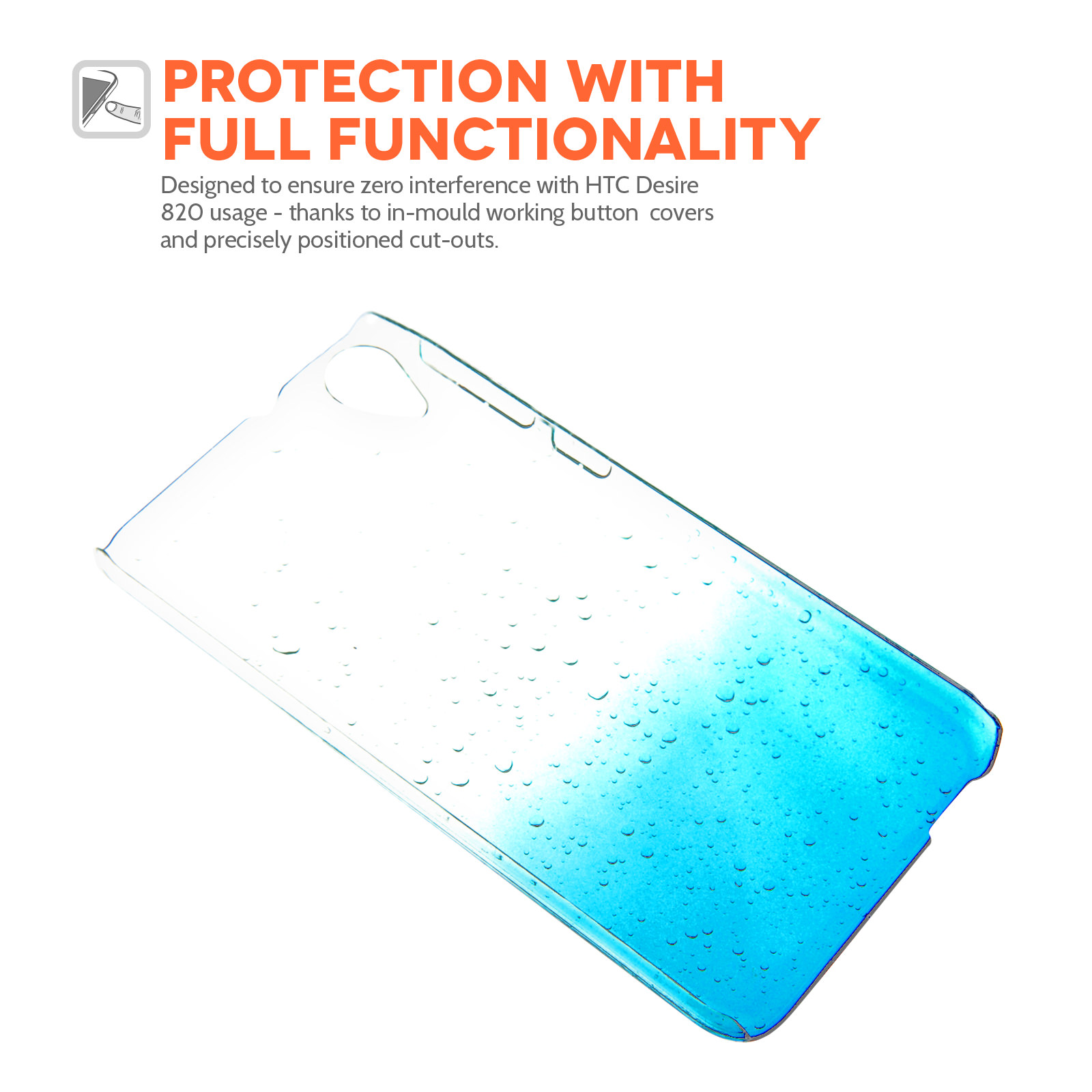 YouSave Accessories HTC Desire 820 Raindrop Hard Case - Blue-Clear