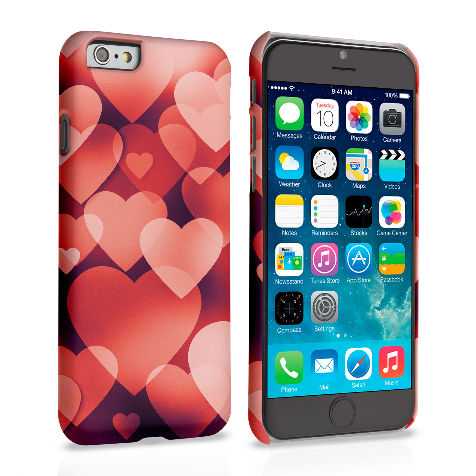 Caseflex iPhone 6 and 6s Shimmering Hearts Case - Red