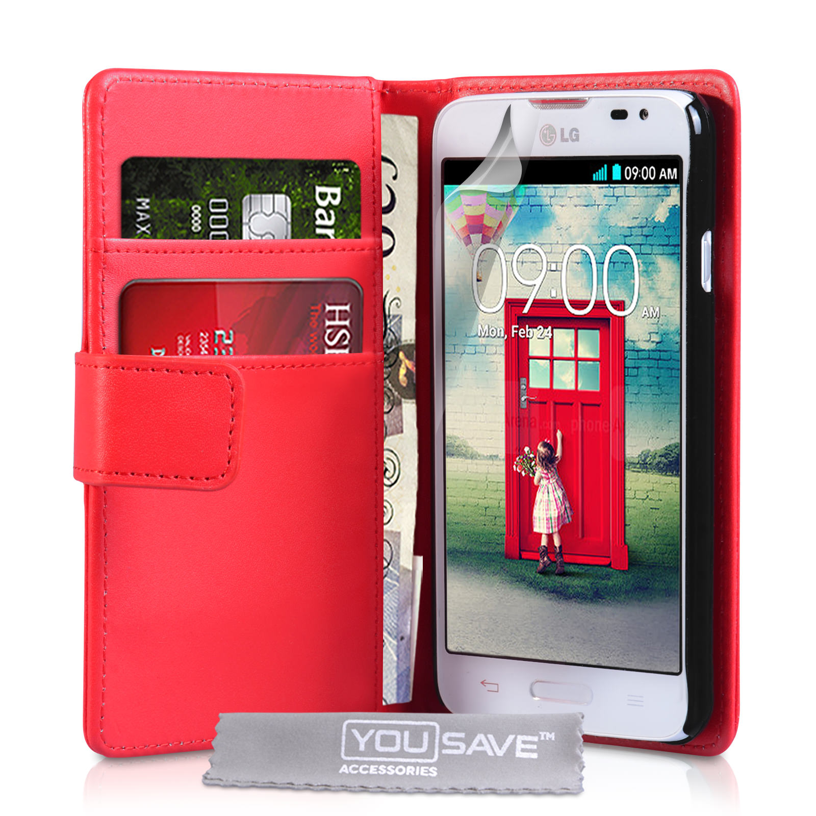 YouSave Accessories LG L90 Leather-Effect Wallet Case - Red