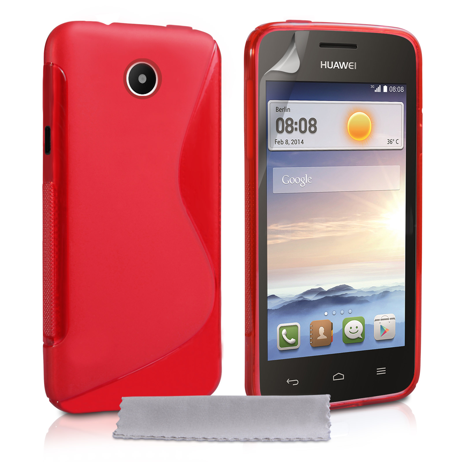 Caseflex Huawei Ascend Y330 Silicone Gel S-Line Case - Red