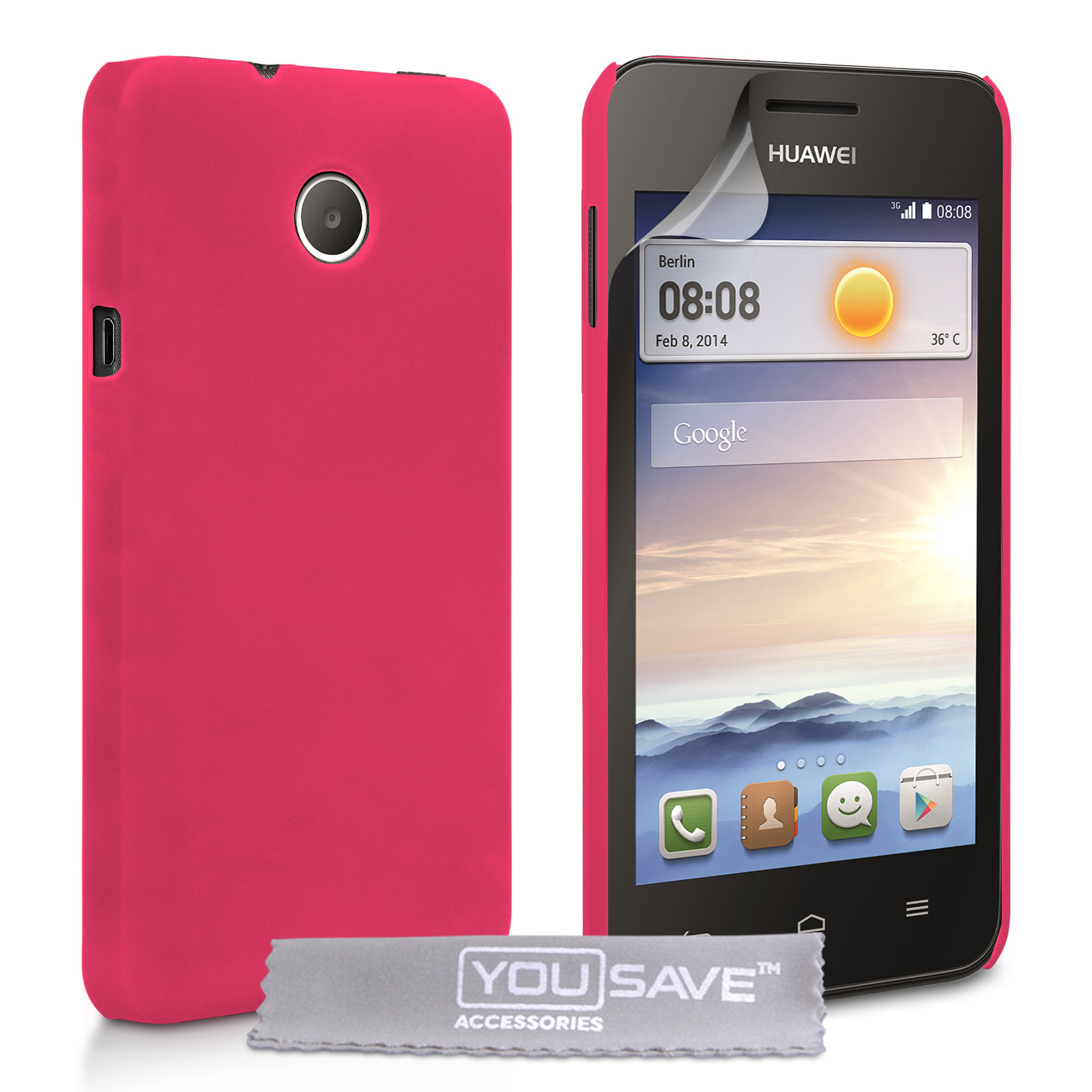 YouSave Accessories Huawei Ascend Y330 Hard Hybrid Case - Hot Pink