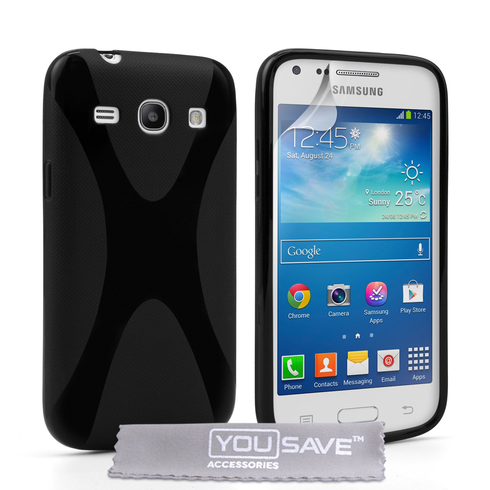 YouSave Samsung Galaxy Core Plus Silicone Gel X-Line Case - Black