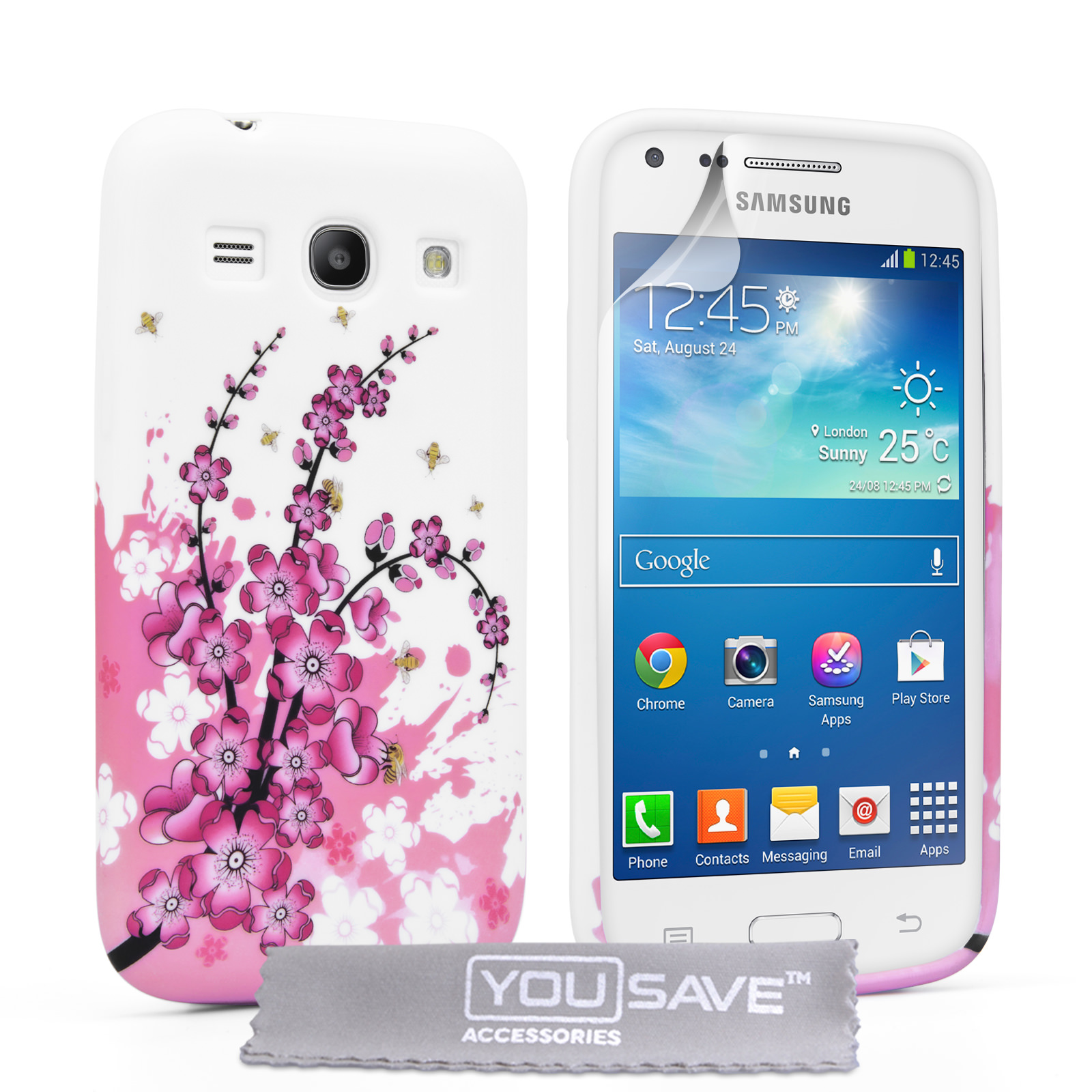 YouSave Samsung Galaxy Core Plus Floral Bee Silicone Gel Case