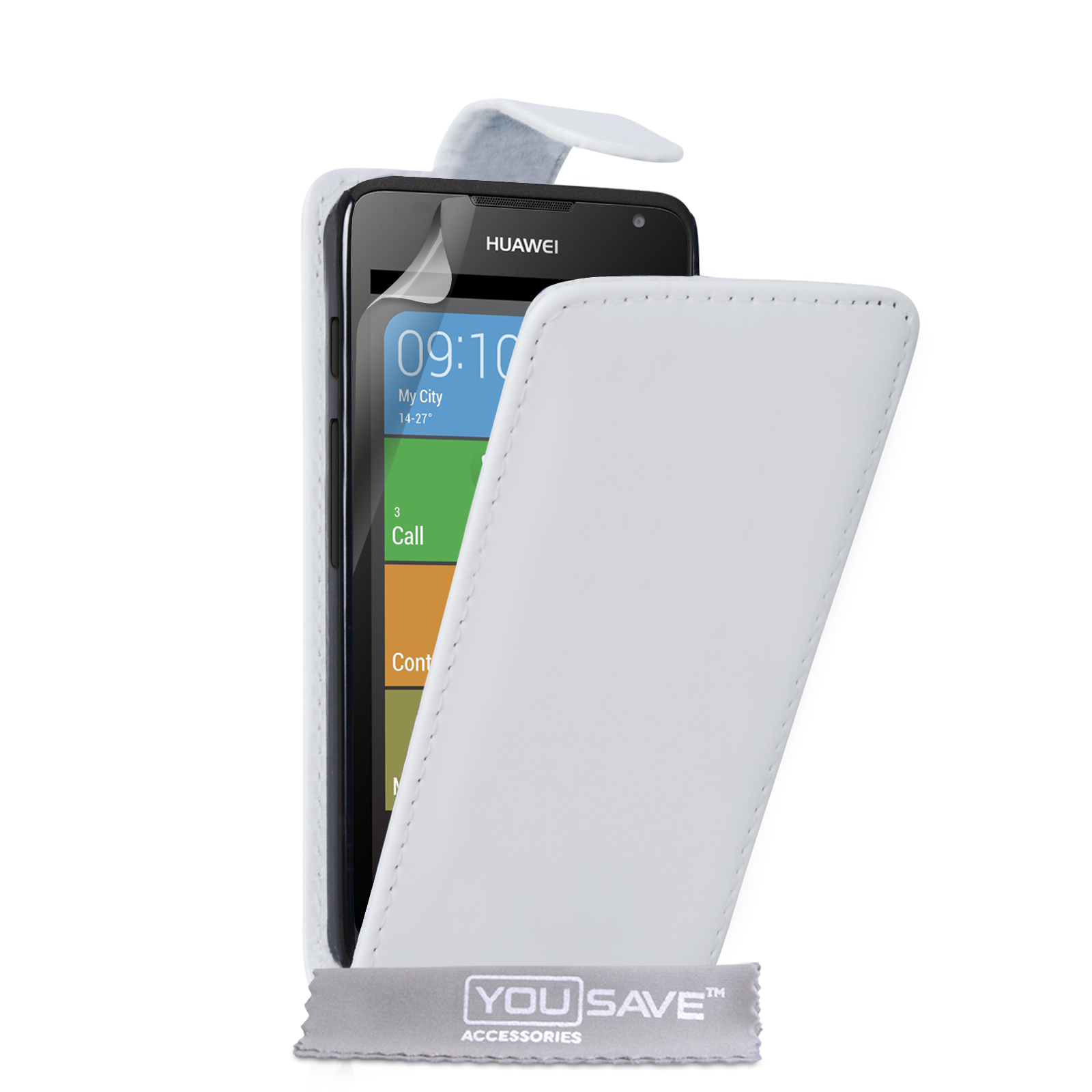 YouSave Huawei Ascend Y530 Leather-Effect Flip Case - White