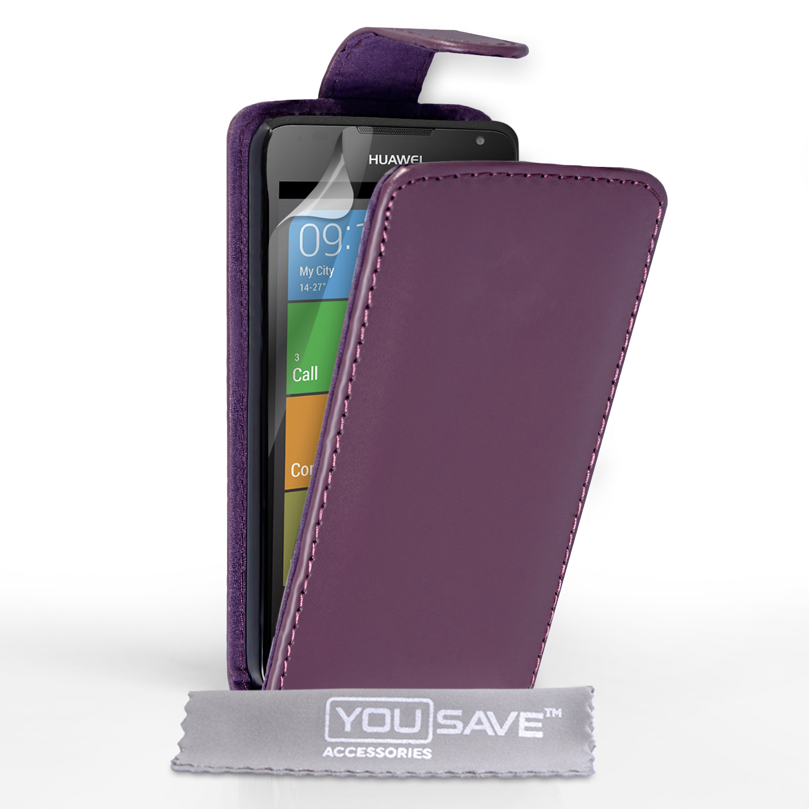YouSave Huawei Ascend Y530 Leather-Effect Flip Case - Purple