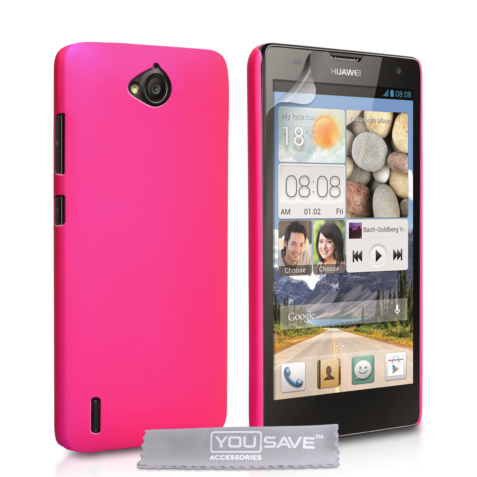 YouSave Accessories Huawei Ascend G740 Hard Hybrid Case - Hot Pink