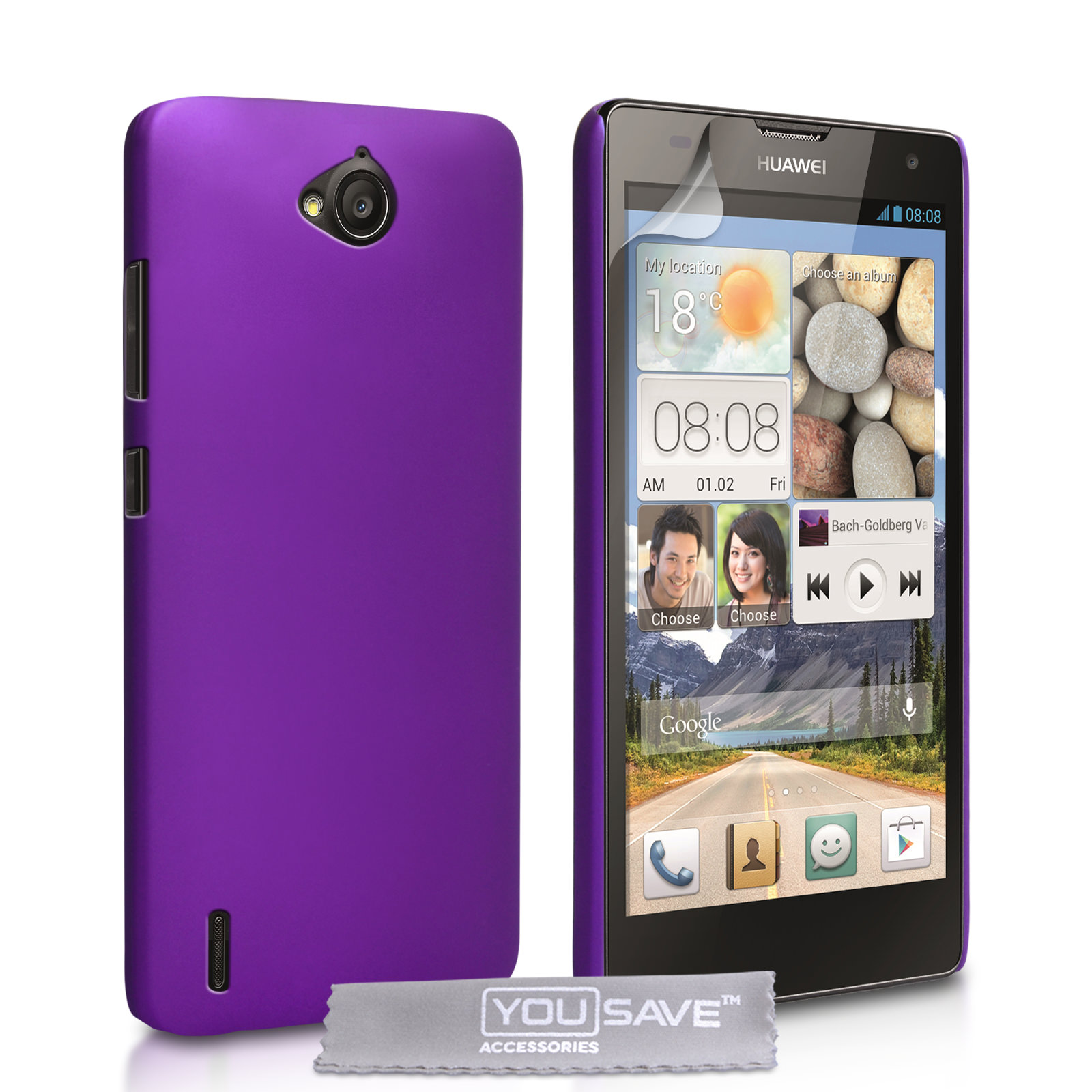 YouSave Accessories Huawei Ascend G740 Hard Hybrid Case - Purple