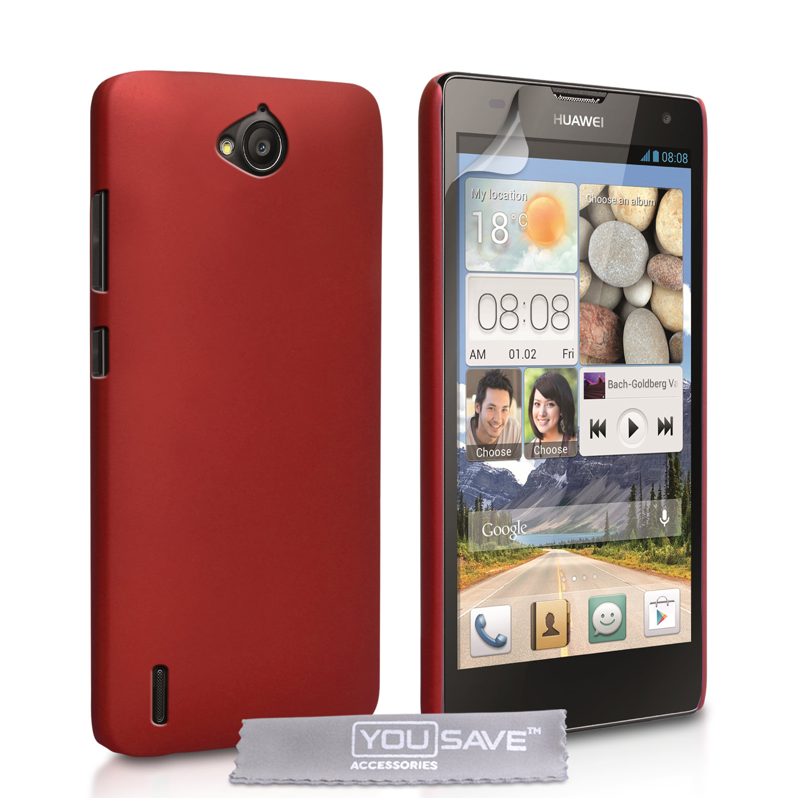 YouSave Accessories Huawei Ascend G740 Hard Hybrid Case - Red