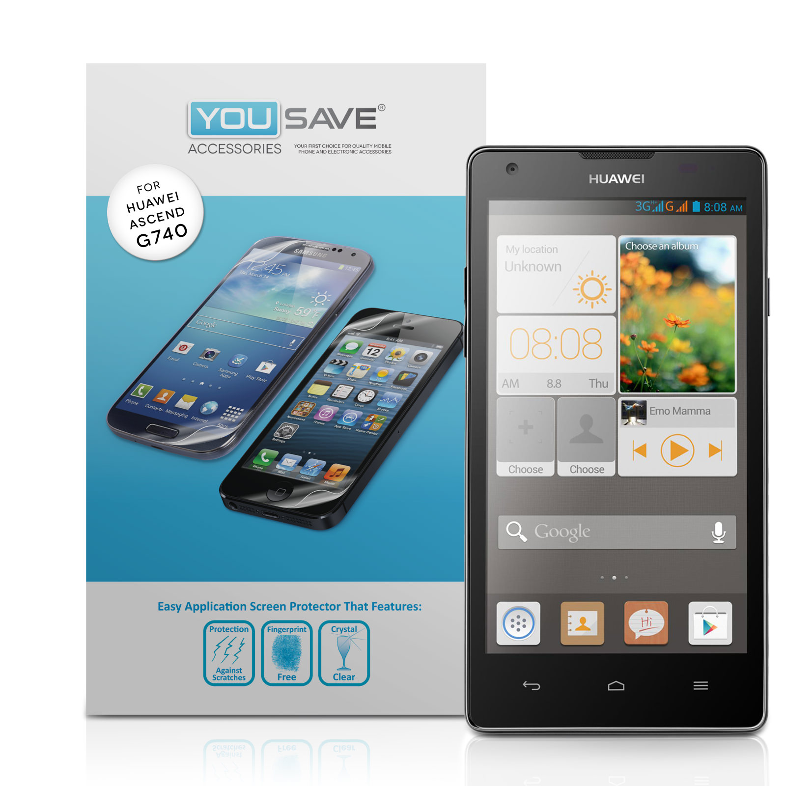 YouSave Accessories Huawei Ascend G740 Screen Protectors x3