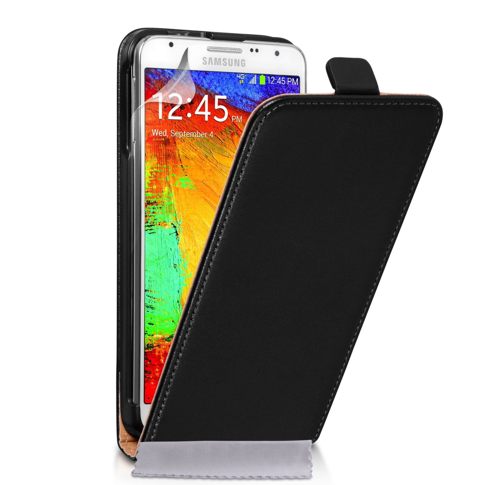 Caseflex Samsung Galaxy Note 3 Neo Real Leather Flip Case - Black