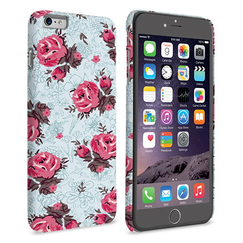 Caseflex iPhone 6 and 6s Plus Vintage Roses Wallpaper Hard Case – Light Blue