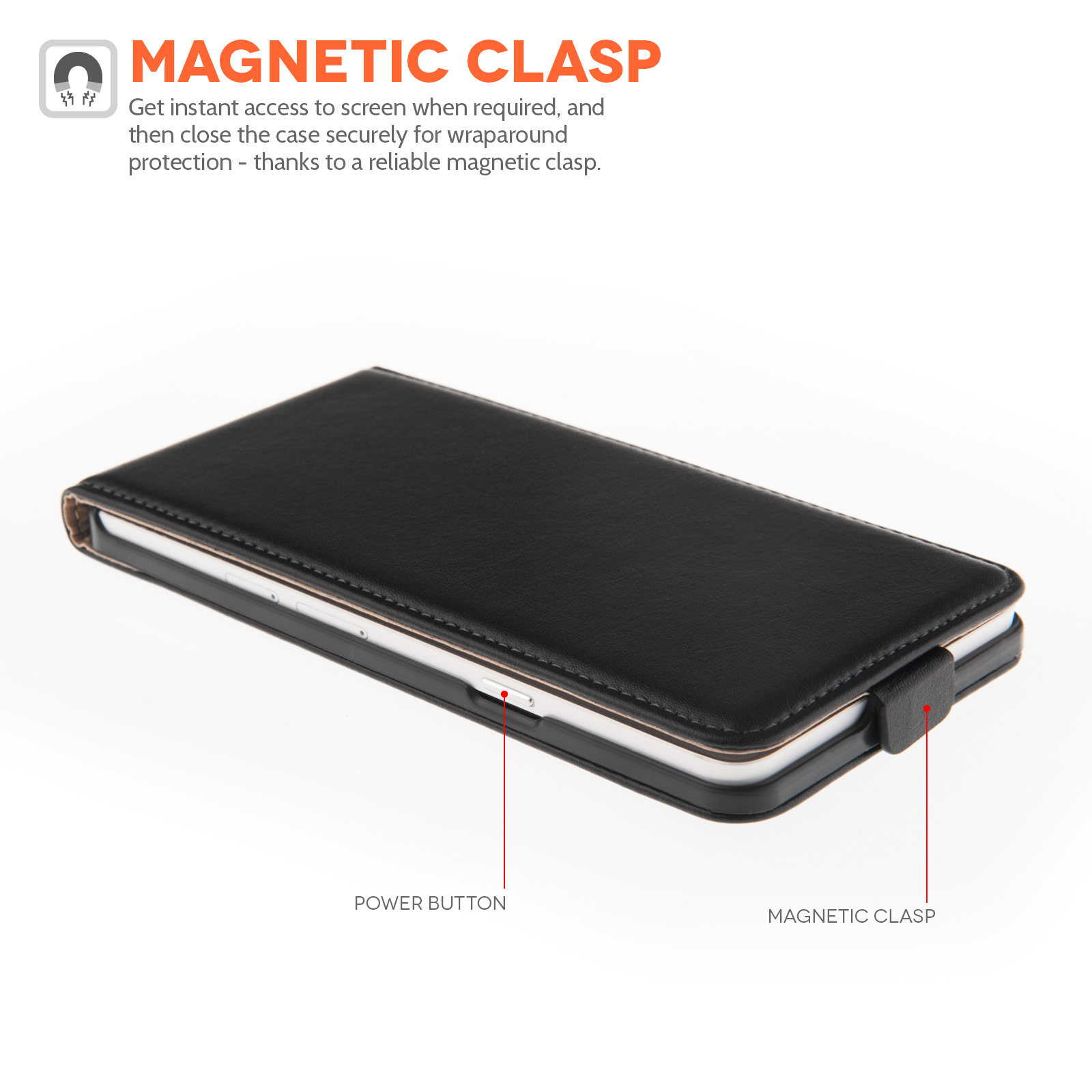 Caseflex Samsung Galaxy A7 Real Leather Flip Case - Black