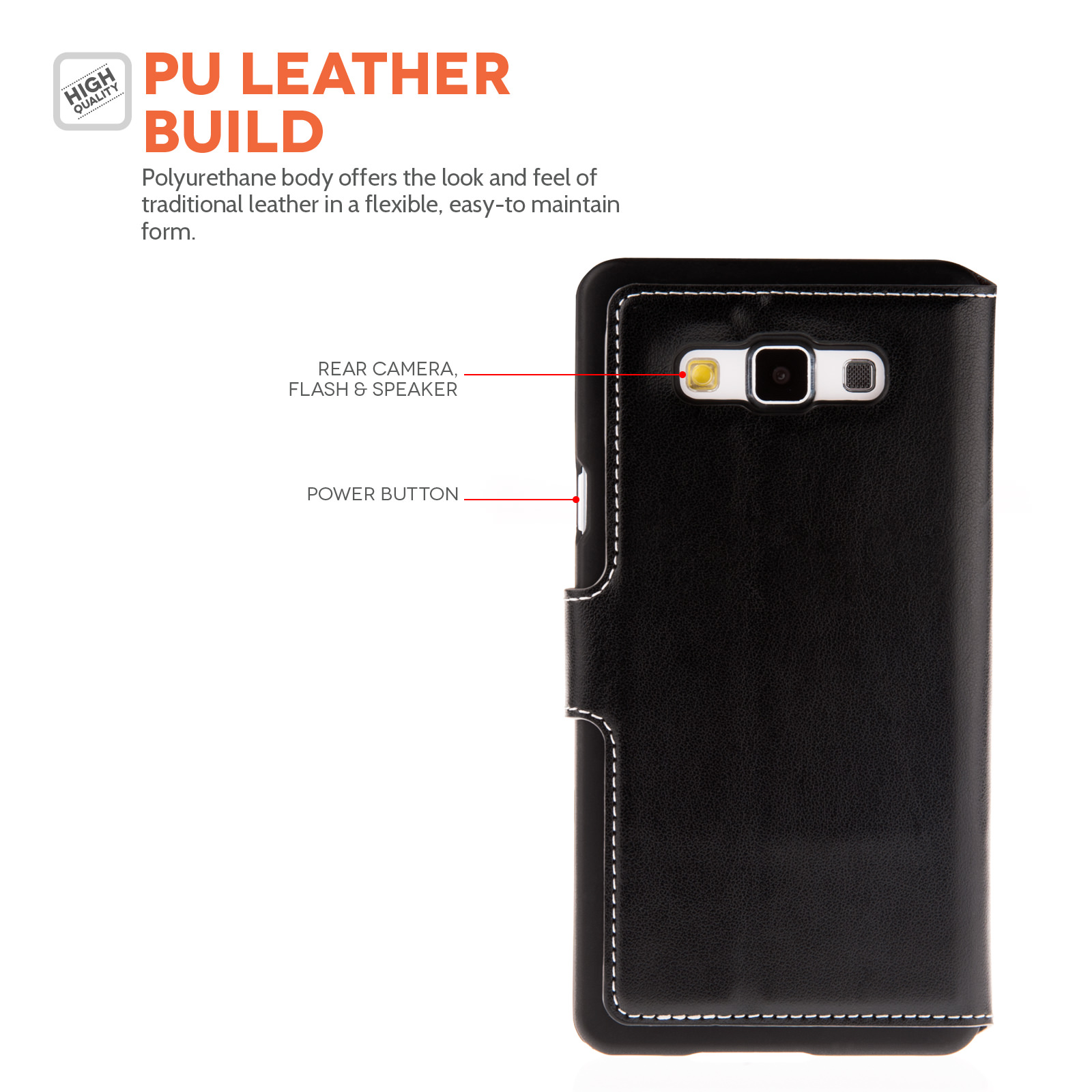 YouSave Samsung Galaxy A7 Leather-Effect Stand Wallet Case - Black