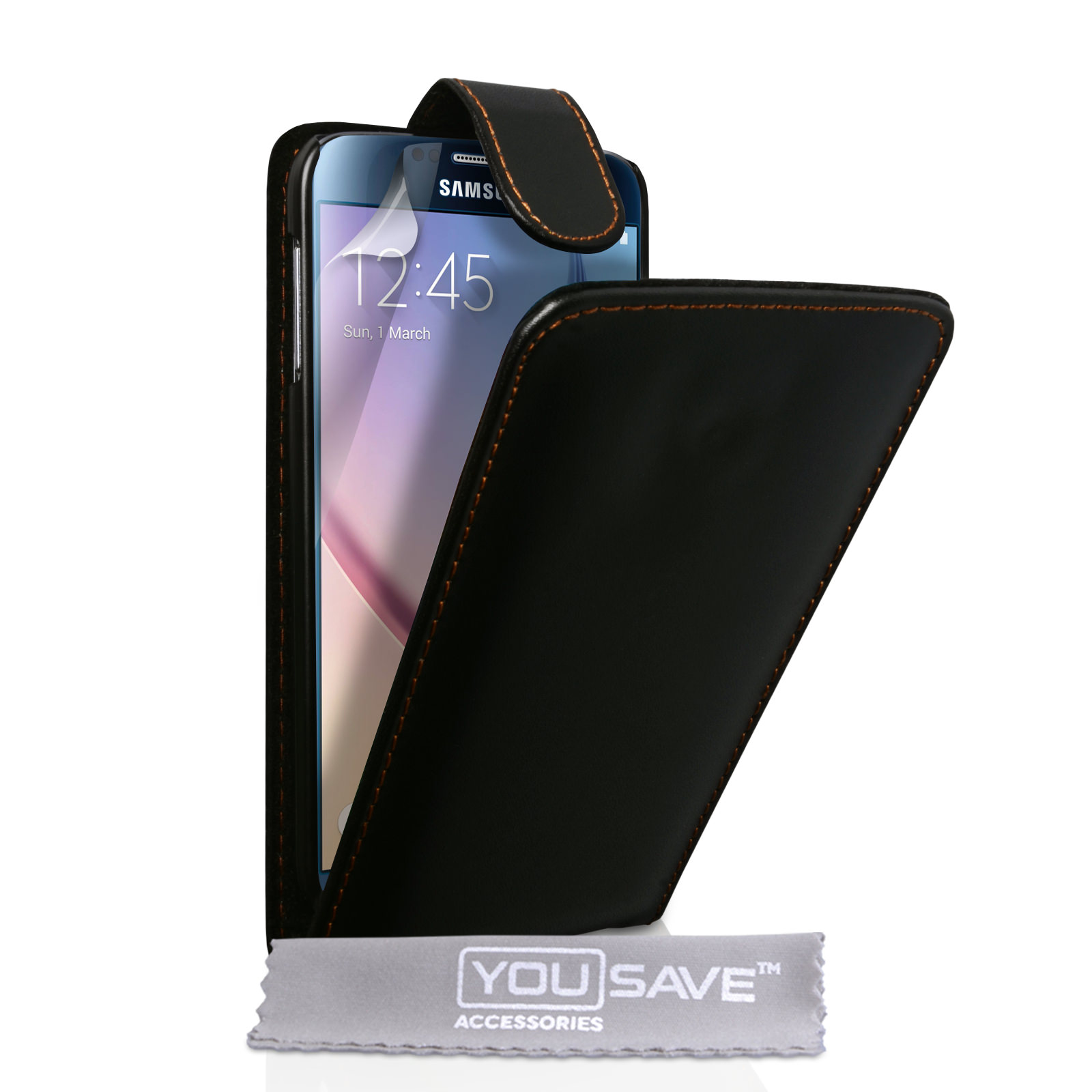 YouSave Accessories Samsung Galaxy S6 Leather-Effect Flip Case - Black