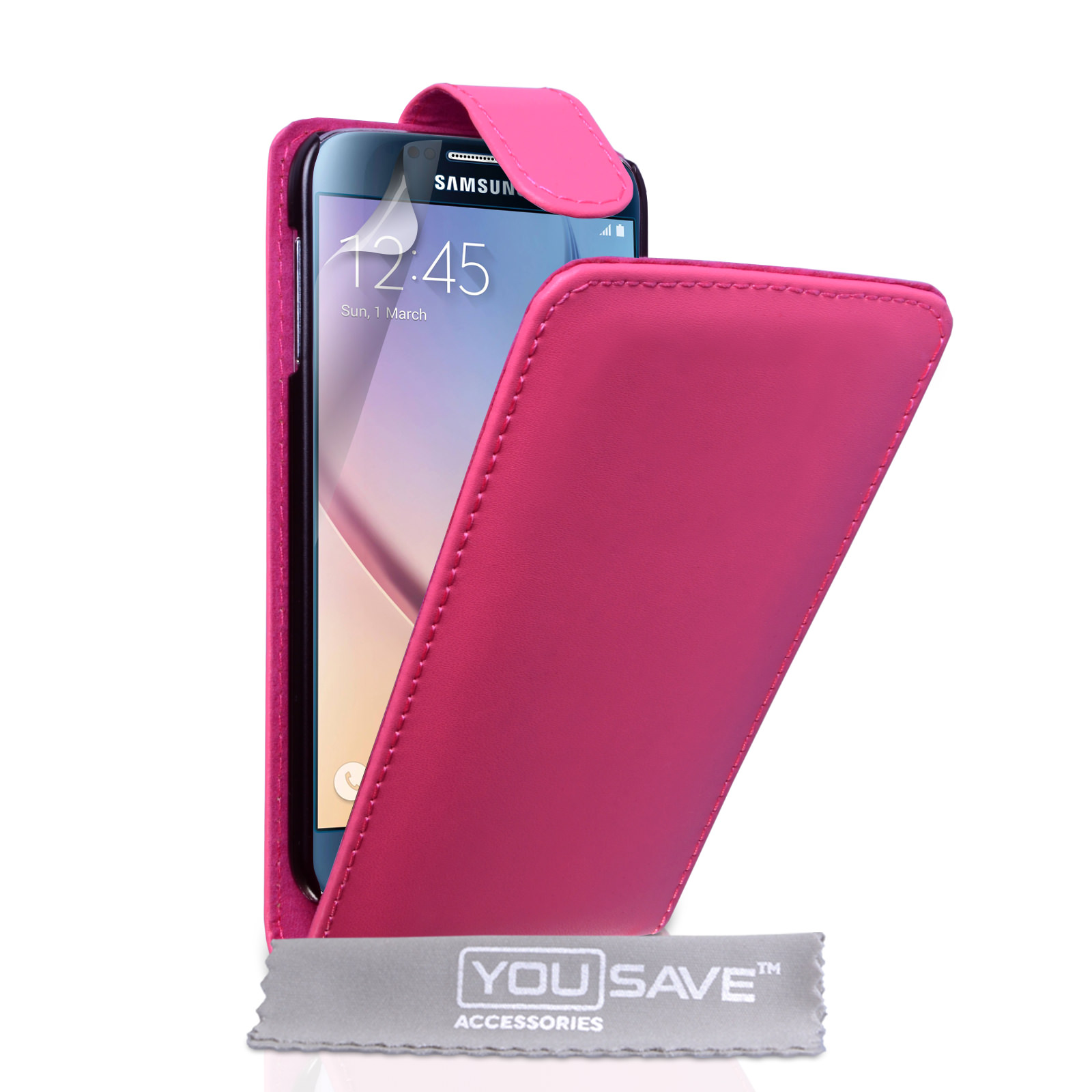 YouSave Samsung Galaxy S6 Leather-Effect Flip Case - Hot Pink