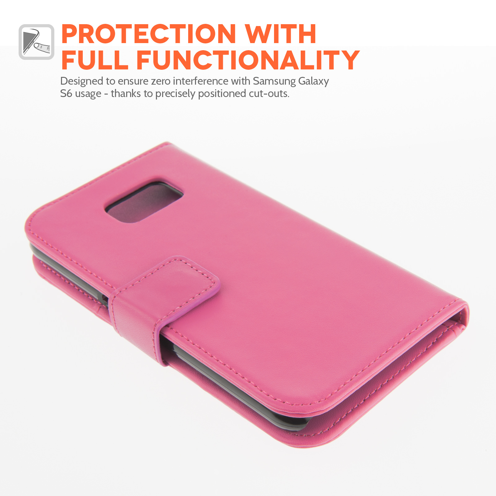 YouSave Samsung Galaxy S6 Leather-Effect Wallet Case - Hot Pink