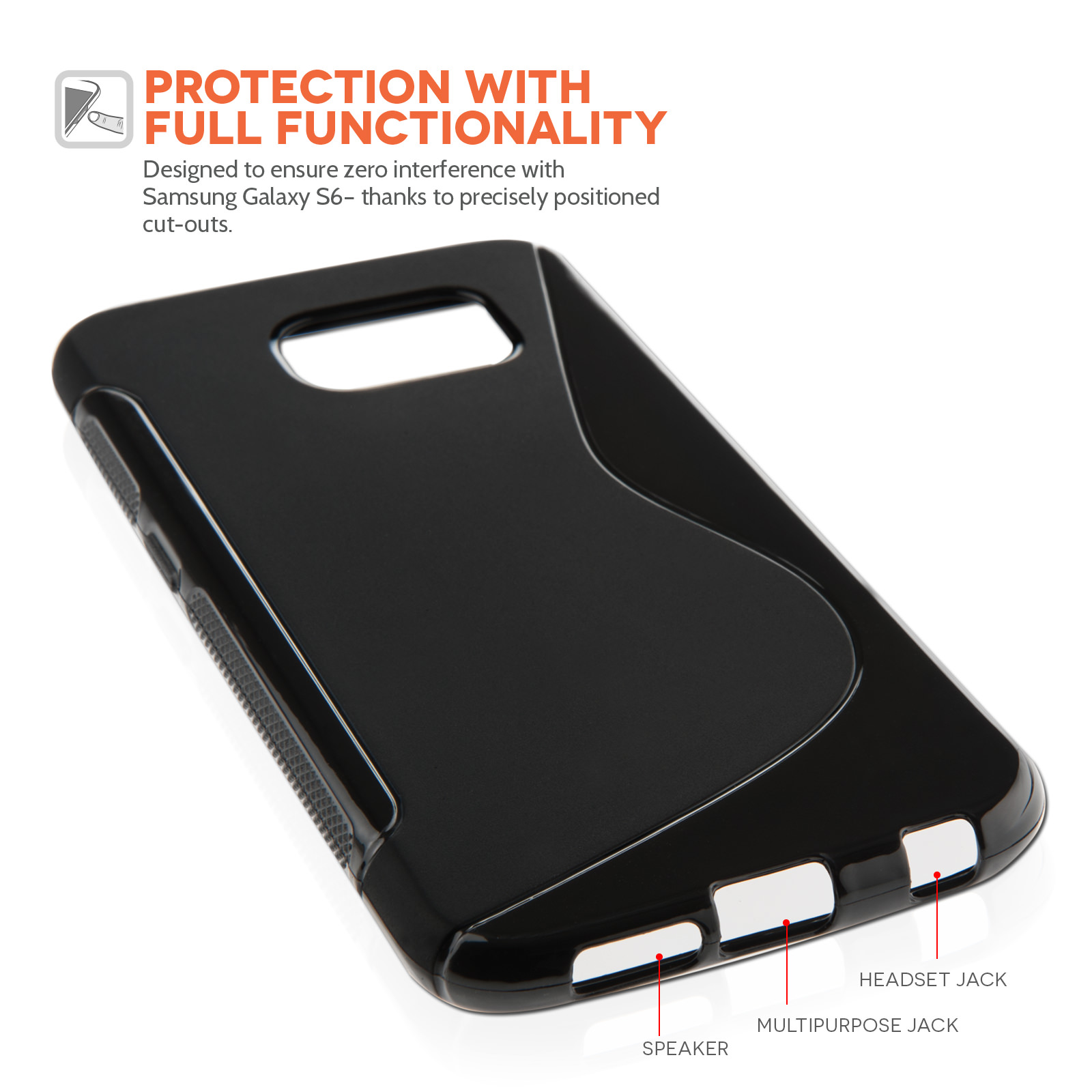 Caseflex Samsung Galaxy S6 Silicone Gel S-Line Case - Black