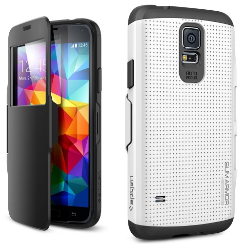 Spigen Samsung Galaxy S5 Case Slim Armor View - Smooth White