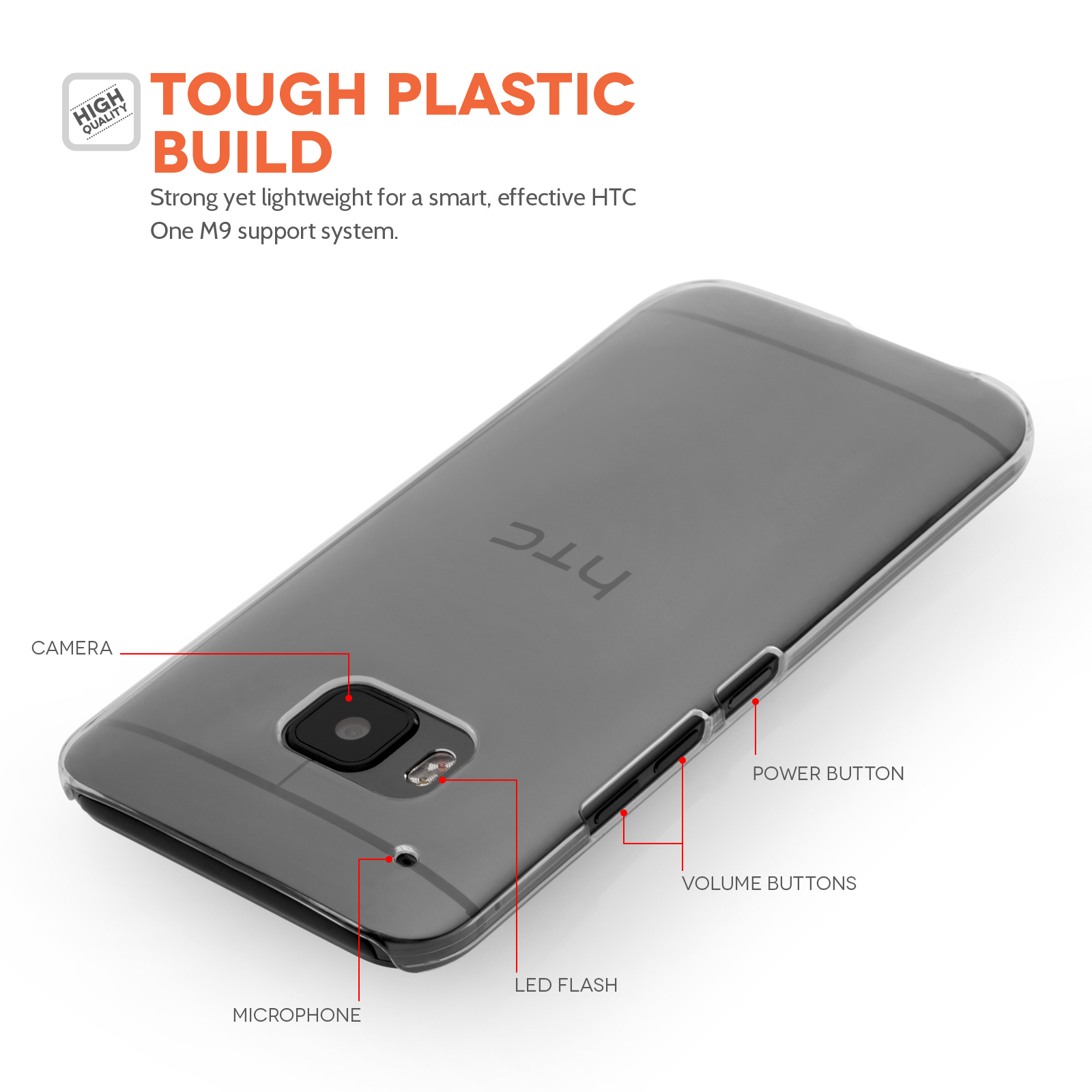 YouSave HTC M9 Hard Case - Crystal Clear