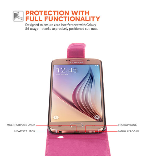 YouSave Samsung Galaxy S6 Leather-Effect Flip Case - Hot Pink