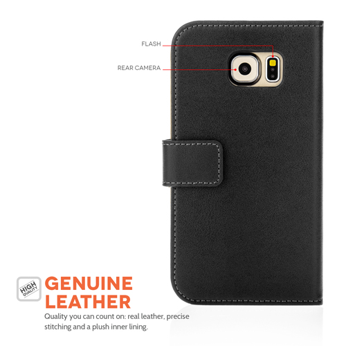YouSave Accessories Samsung Galaxy S6 Real Leather Wallet Case - Black