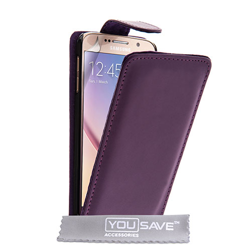YouSave Samsung Galaxy S6 Leather-Effect Flip Case - Purple