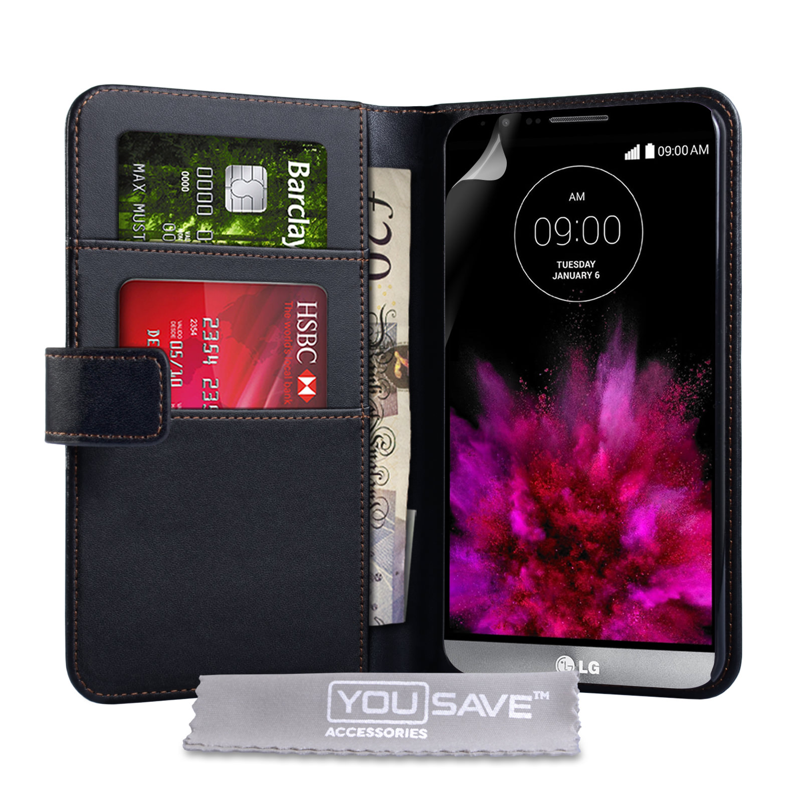 YouSave Accessories LG G4 Leather-Effect Wallet Case - Black
