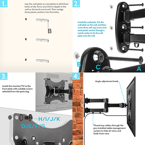 Yousave Accessories Tech TV Bracket  - Small Swivel Wall Mount