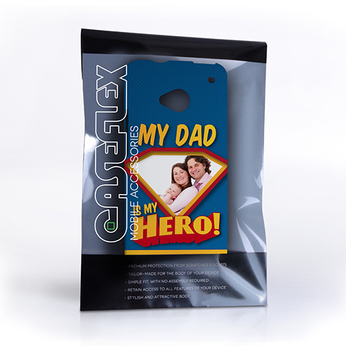Caseflex My Dad, My Hero Customised Photo HTC One Case – Blue