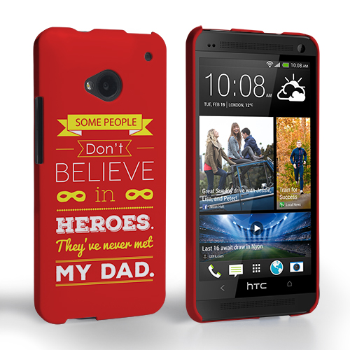 Caseflex Dad Heroes Quote HTC One Case - Red