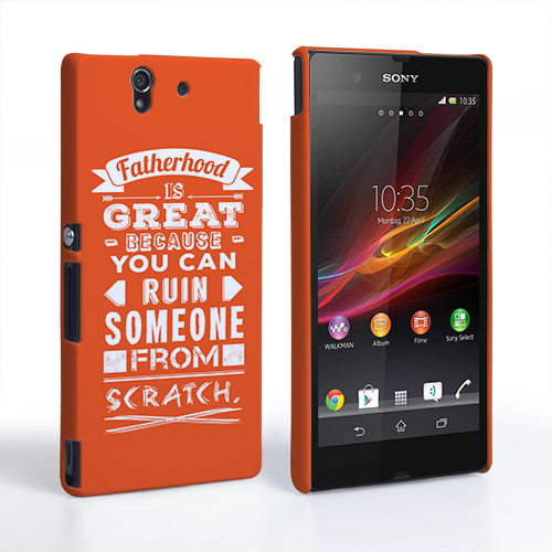 Caseflex Fatherhood Funny Quote Sony Xperia Z Case – Orange