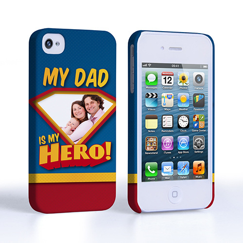 Caseflex My Dad, My Hero Customised Photo iPhone 4 / 4S Case – Blue