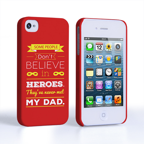 Caseflex Dad Heroes Quote iPhone 4 / 4S Case - Red
