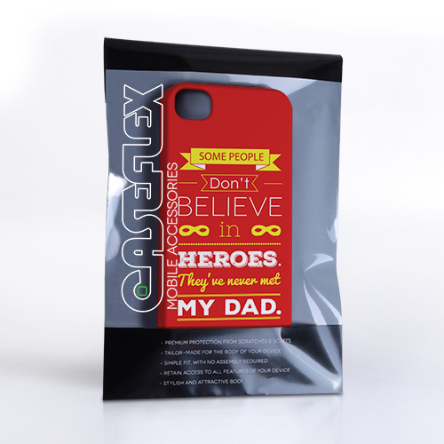 Caseflex Dad Heroes Quote iPhone 4 / 4S Case - Red
