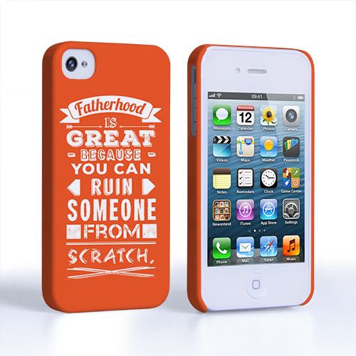 Caseflex Fatherhood Funny Quote iPhone 4 / 4S Case – Orange